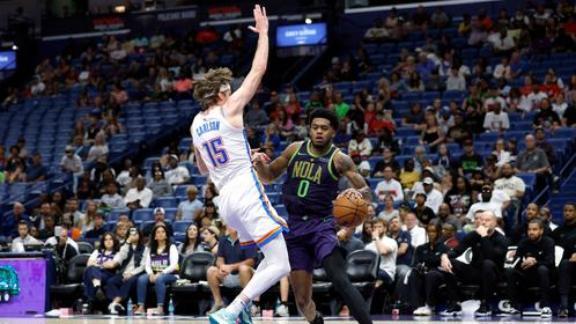 Rookie center Branden Carlson scored a season-high 26 points in the Thunder's win over the Pelicans.