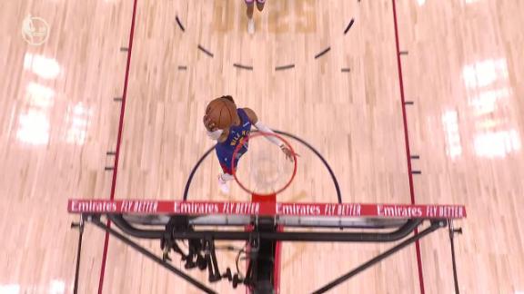 Russell Westbrook makes a nice play to come away with a steal and lays it in for the Nuggets vs. the Thunder.