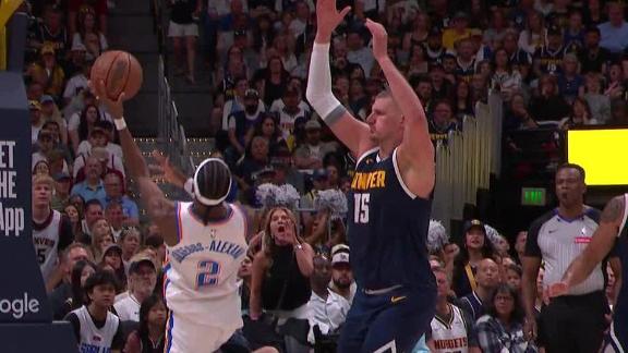 Shai Gilgeous-Alexander takes the contact and finishes strong at the rim to halt Denver's run.
