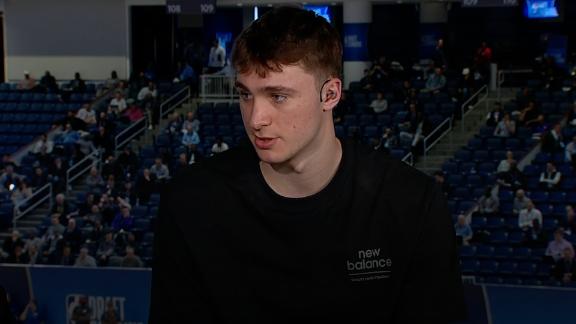 Cooper Flagg discusses year-over-year improvements and what it would be like to play on the Dallas Mavericks as the No. 1 pick in the NBA draft.