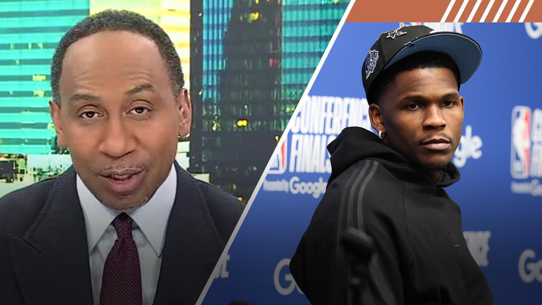 Stephen A. Smith reacts to the Timberwolves' loss to the Thunder in Game 1 of the Western Conference finals.