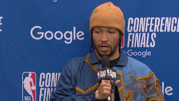 Jalen Brunson discusses the mistakes the Knicks made that led to their collapse in Game 1.