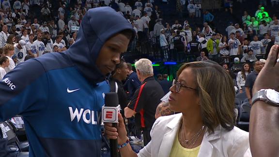 Anthony Edwards expresses his emotions after helping the Timberwolves climb back into the series against the Thunder.