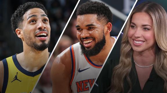 Erin Dolan shares her player props for Karl-Anthony Towns and Tyrese Haliburton ahead of Game 6 between the Knicks and Pacers.
