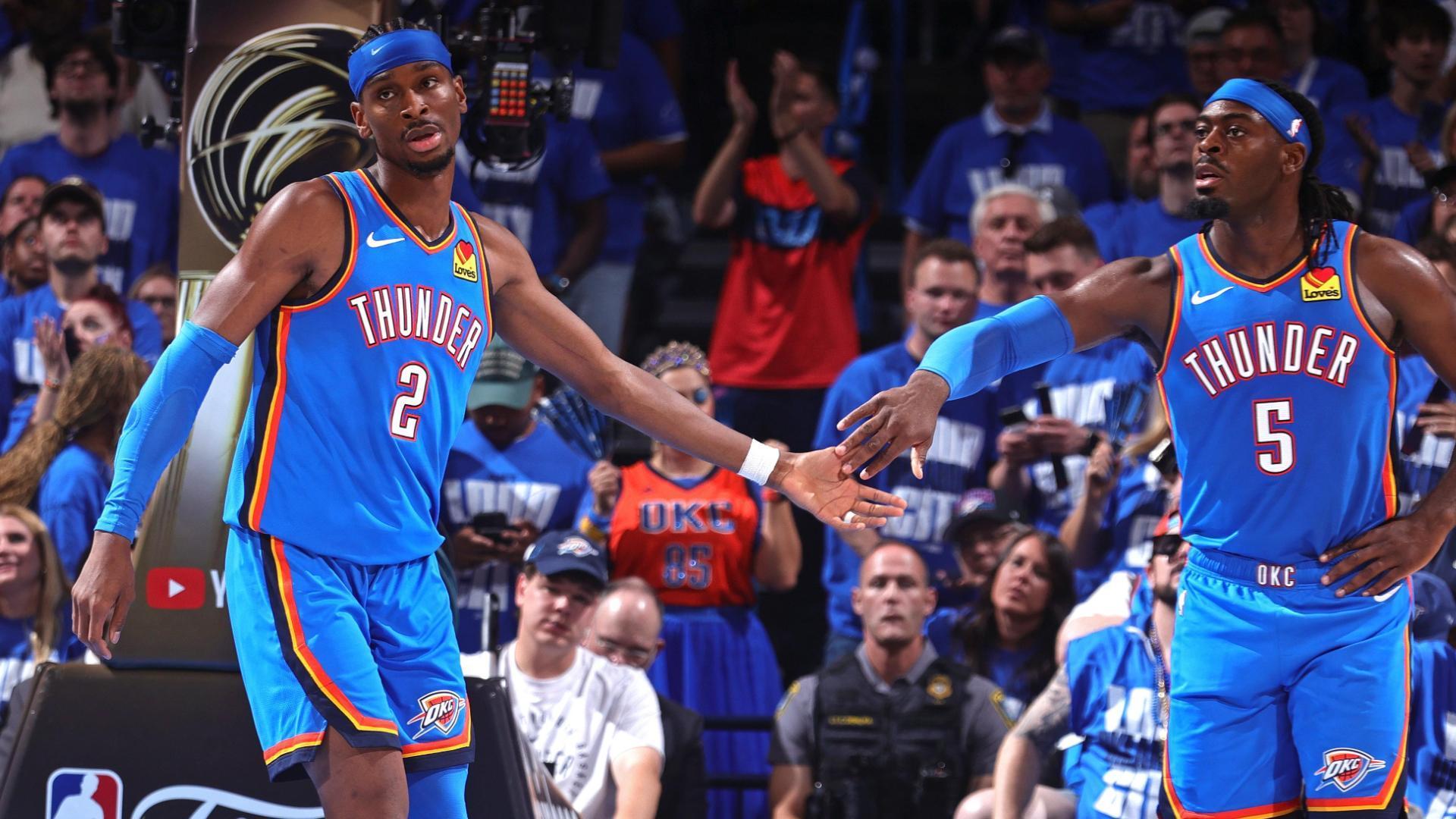 The Oklahoma City Thunder take Game 2 of the NBA Finals behind Shai Gilgeous-Alexander's 34 points.
