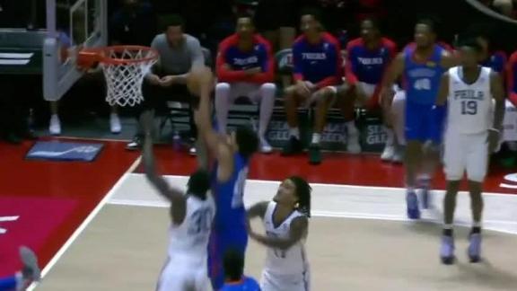 Ajay Mitchell forces in a tough putback while drawing contact for the Thunder.