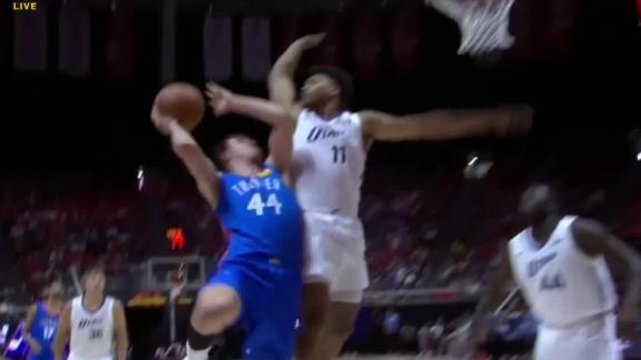 Nikola Topic drives into the lane with sweet moves and gets the and-1 to fall.