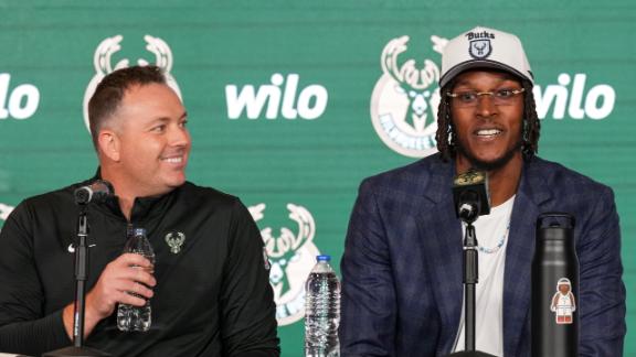Myles Turner talks about why he left the Pacers to join the Bucks in his introductory news conference.