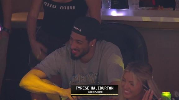 Pacers star Tyrese Haliburton shows love for the WNBA, pulling up to support Team Clark at the All-Star Game.