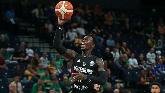Dennis Schröder scores 21 points in 22 minutes to help guide Germany to a 106-76 victory.