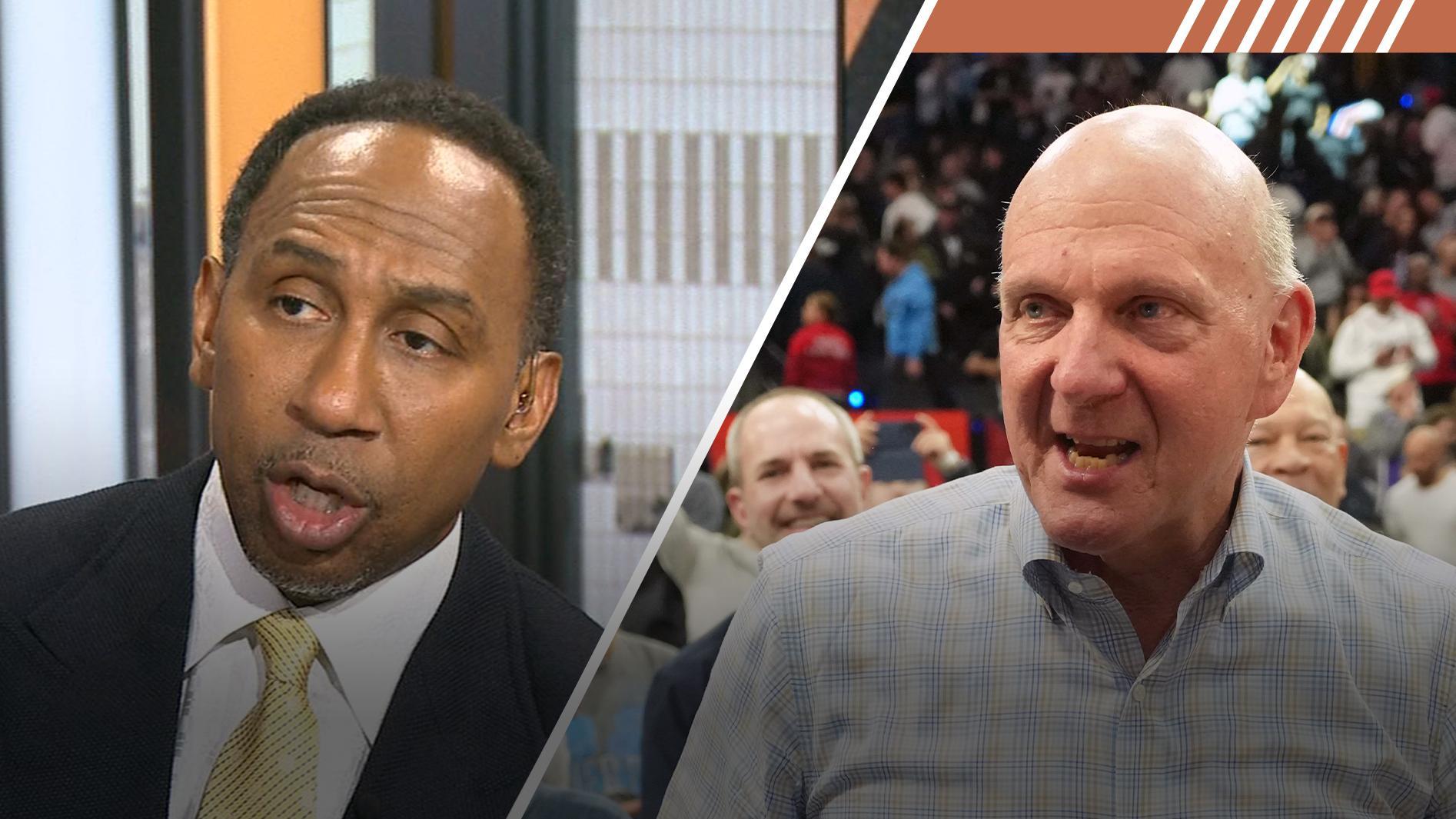 Stephen A. Smith reacts to Steve Ballmer's interview with Ramona Shelburne in wake of the Kawhi Leonard report.