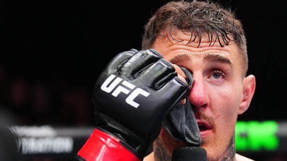 Tom Aspinall doesn't hide his disdain after eye poke ends main event