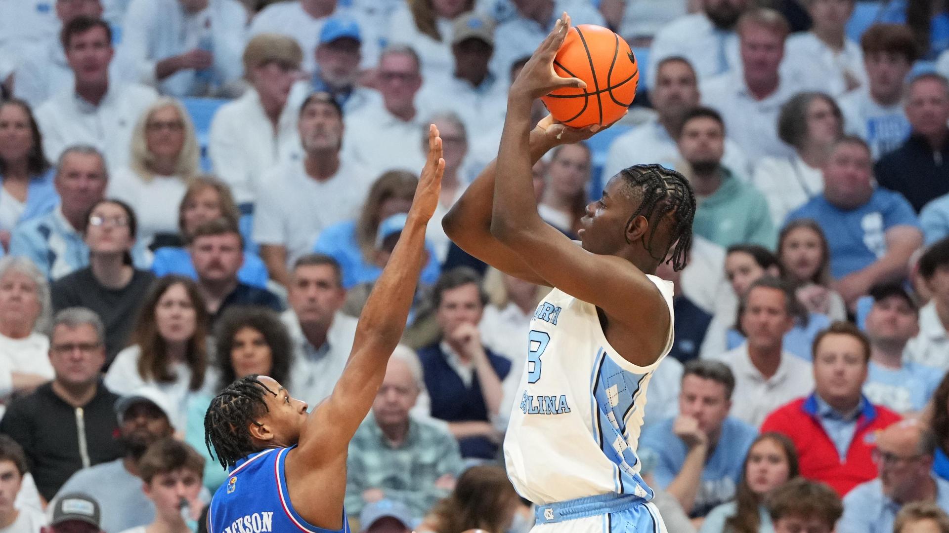Image for Wilson, Veesaar, Trimble power No. 25 North Carolina's 2nd-half push to beat No. 19 Kansas 87-74