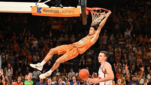 Cairns capitalize on the fast break as Mojave King rises up and delivers a powerful early dunk.