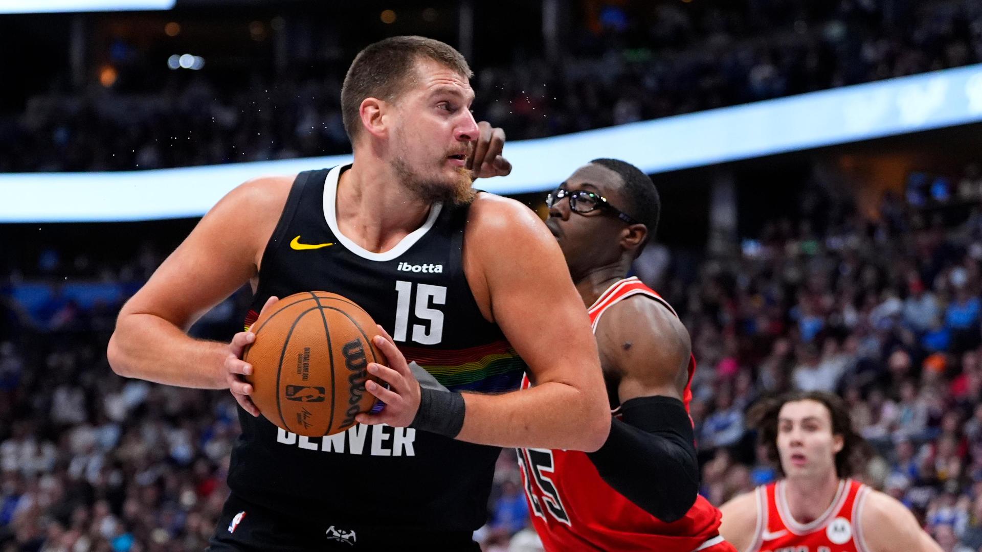 Nikola Jokic finishes with 36 points, 18 rebounds and 13 assists in the Nuggets' loss to the Bulls.