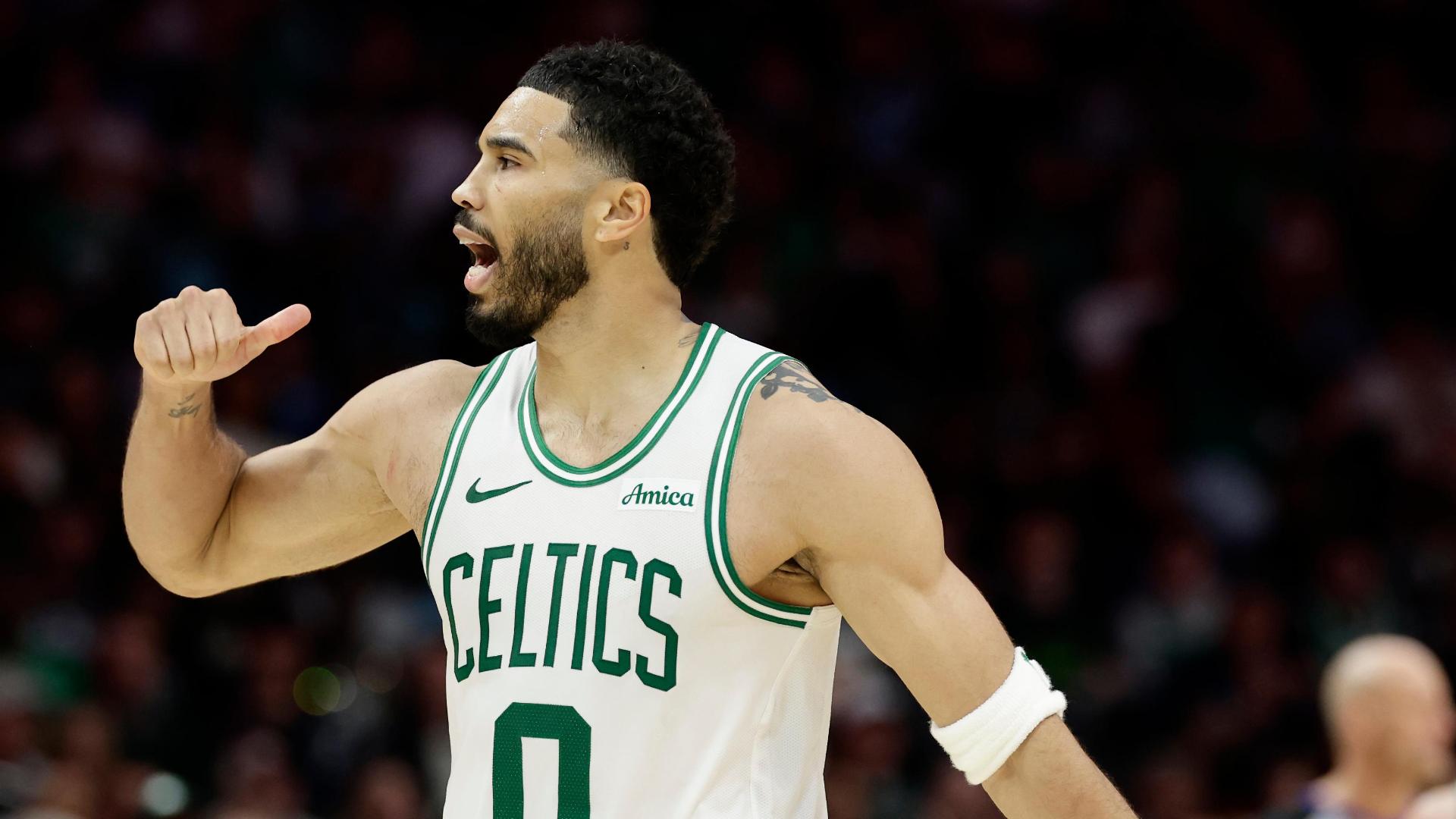 Jayson Tatum pours in 32 points as the Celtics defeat the Hornets for their 50th win of the season.