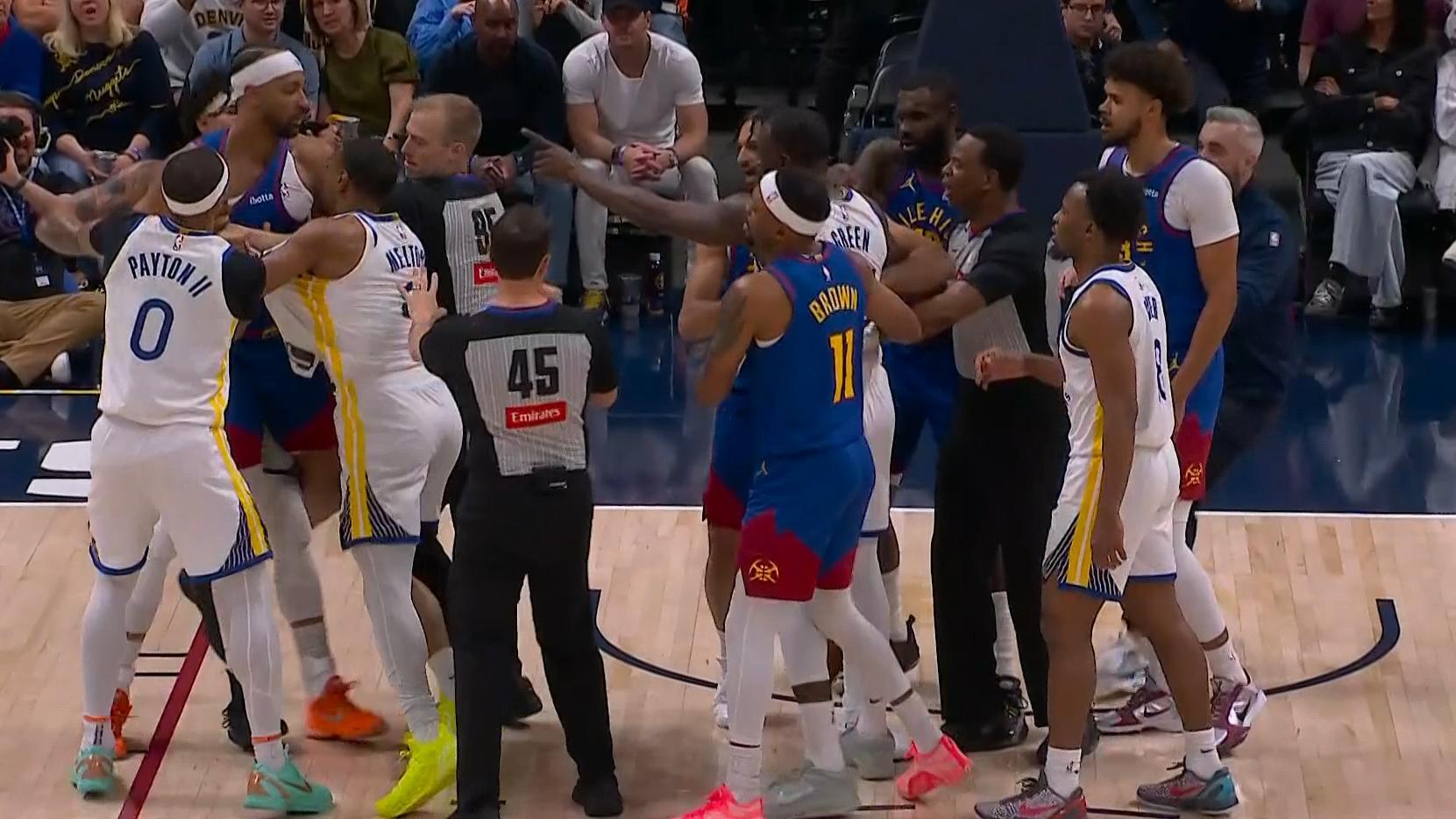 Tempers flare between the Warriors and Nuggets that leads to technical fouls for Zeke Nnaji, De'Anthony Melton and Gary Payton II.
