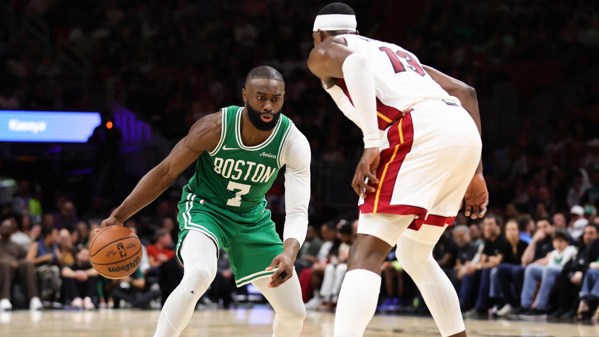 Jaylen Brown cooks the Heat for 43 points to lead the Celtics to a 147-129 win. 