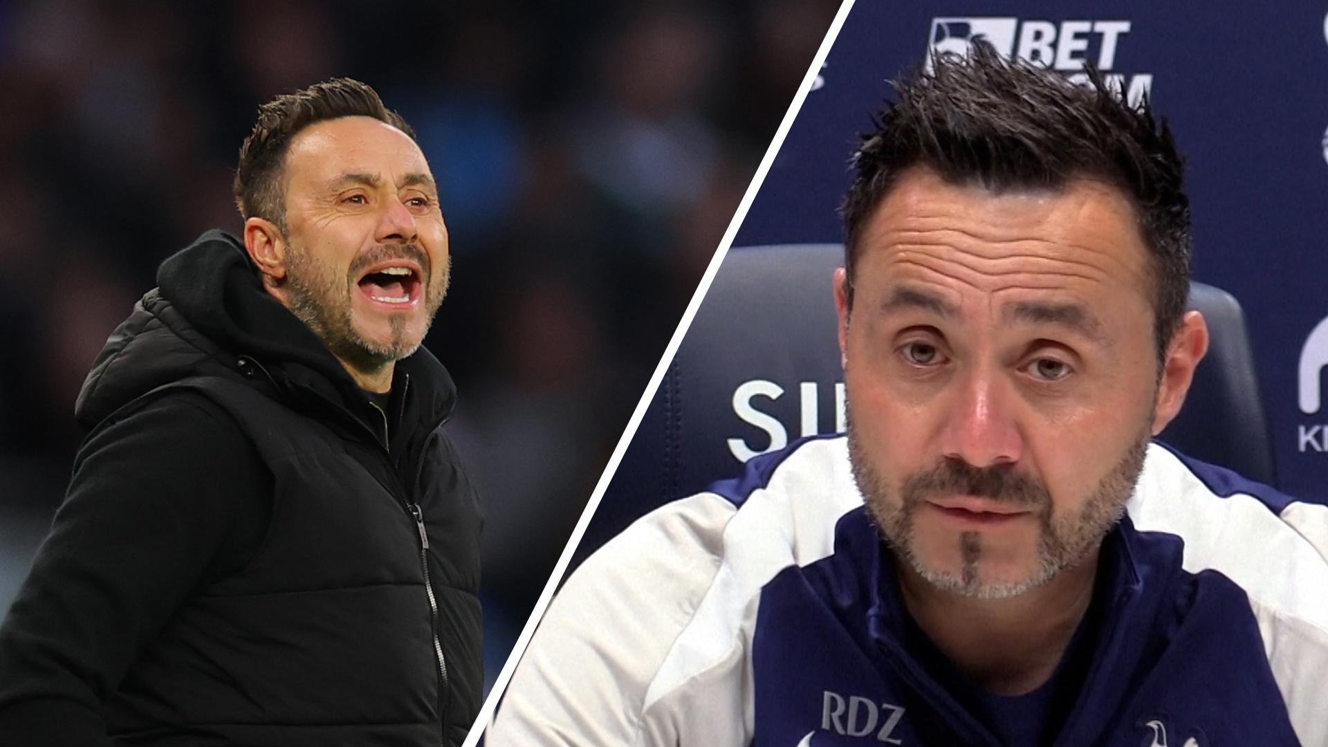 Spurs' De Zerbi can't promise he will be 'calm' against Chelsea