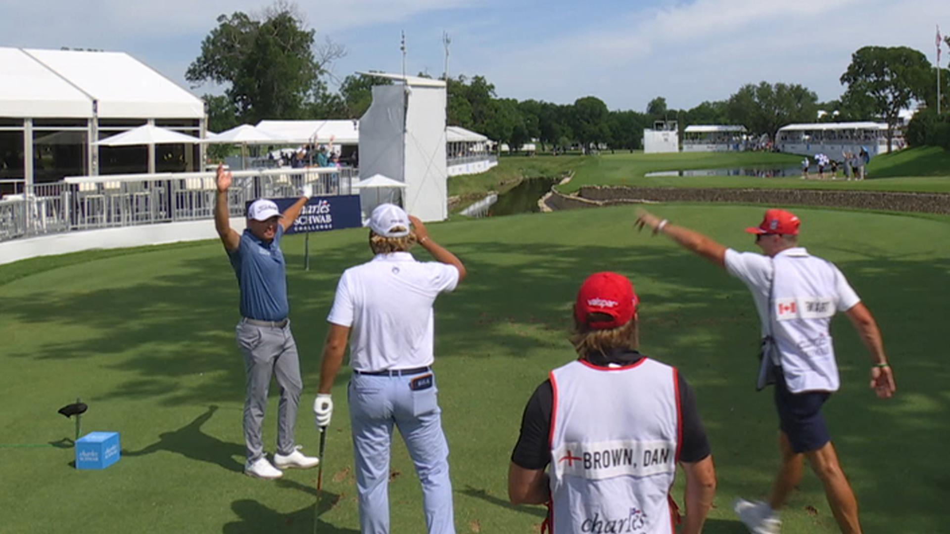 A.J. Ewart sinks an incredible hole-in-one at the Charles Schwab Challenge