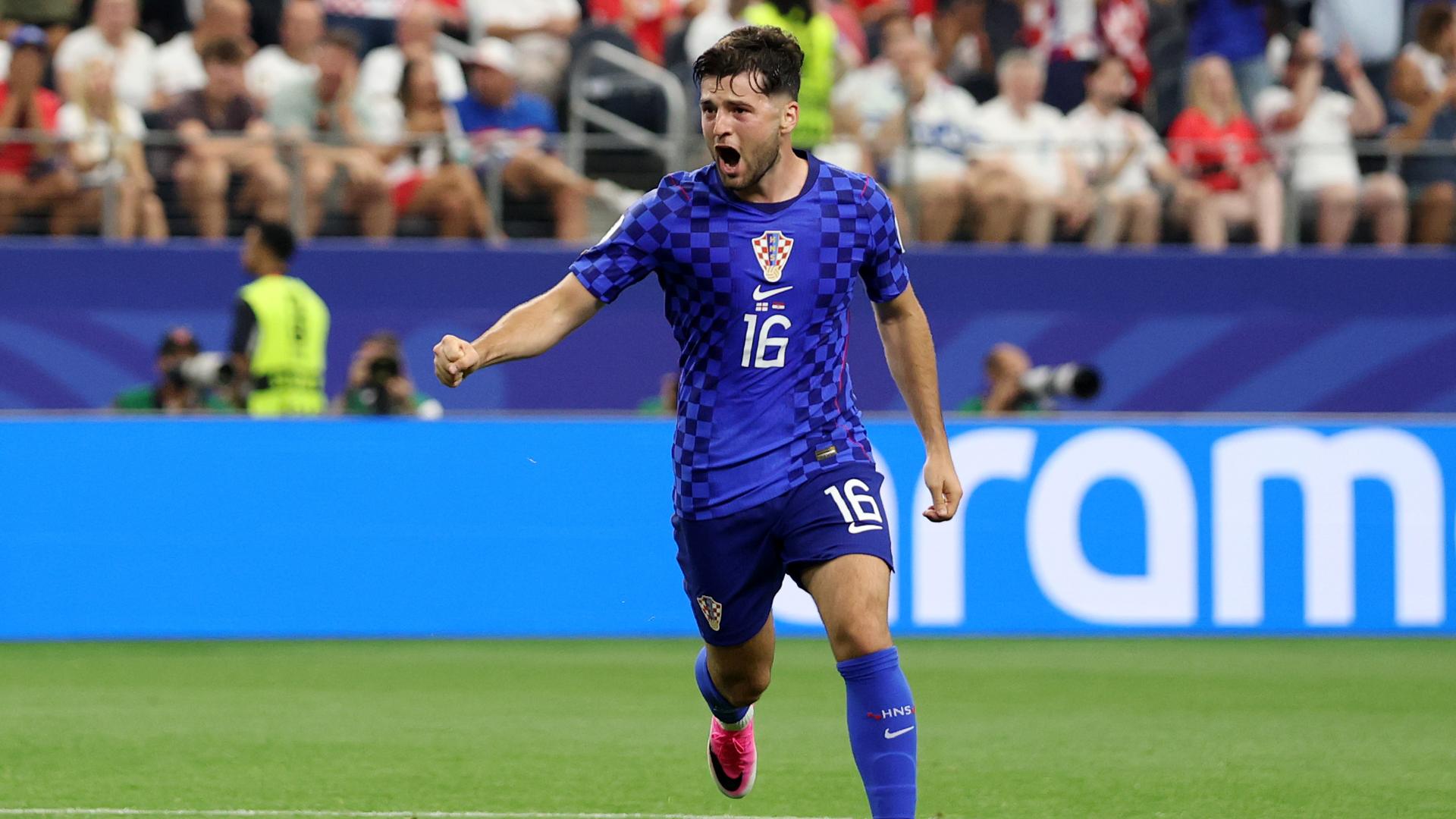 Baturina laces a long-range screamer against England