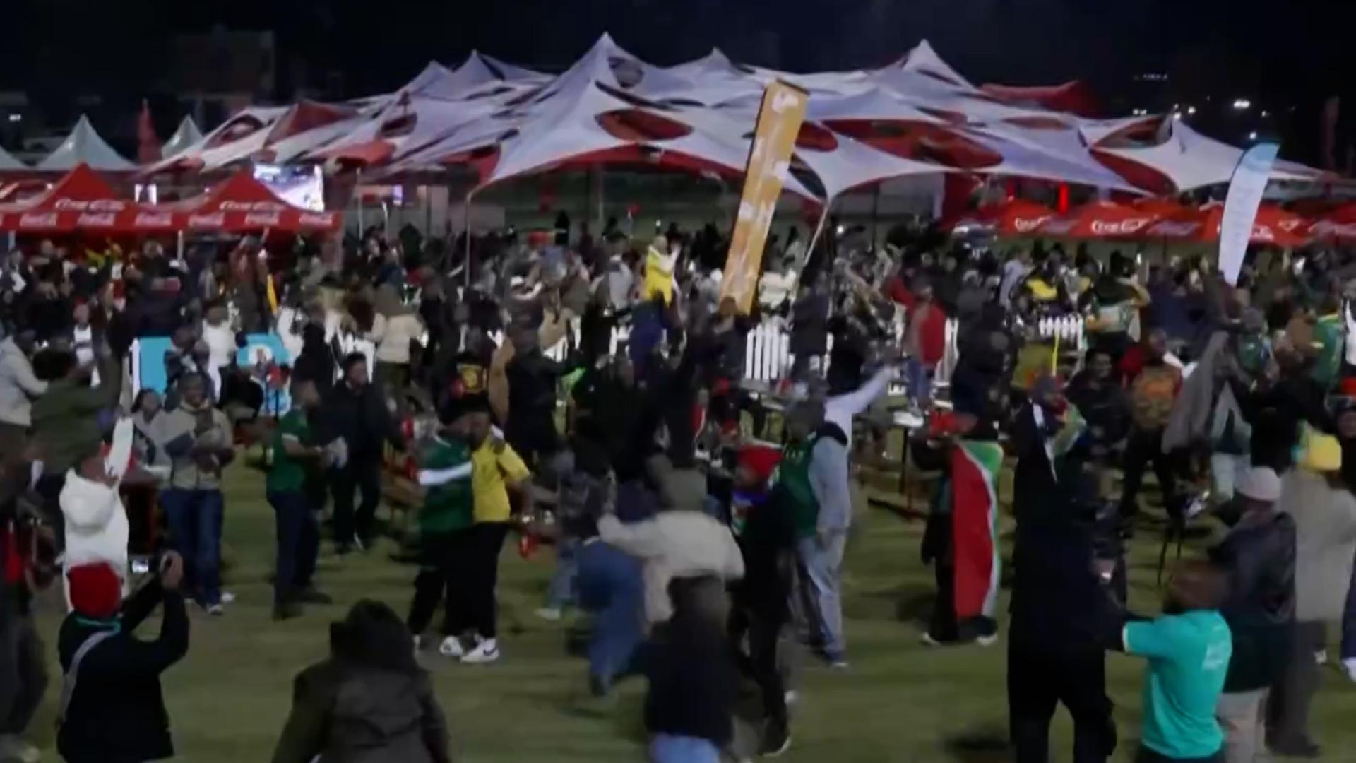 Fans in Johannesburg celebrate South Africa's equalizer vs. Czechia