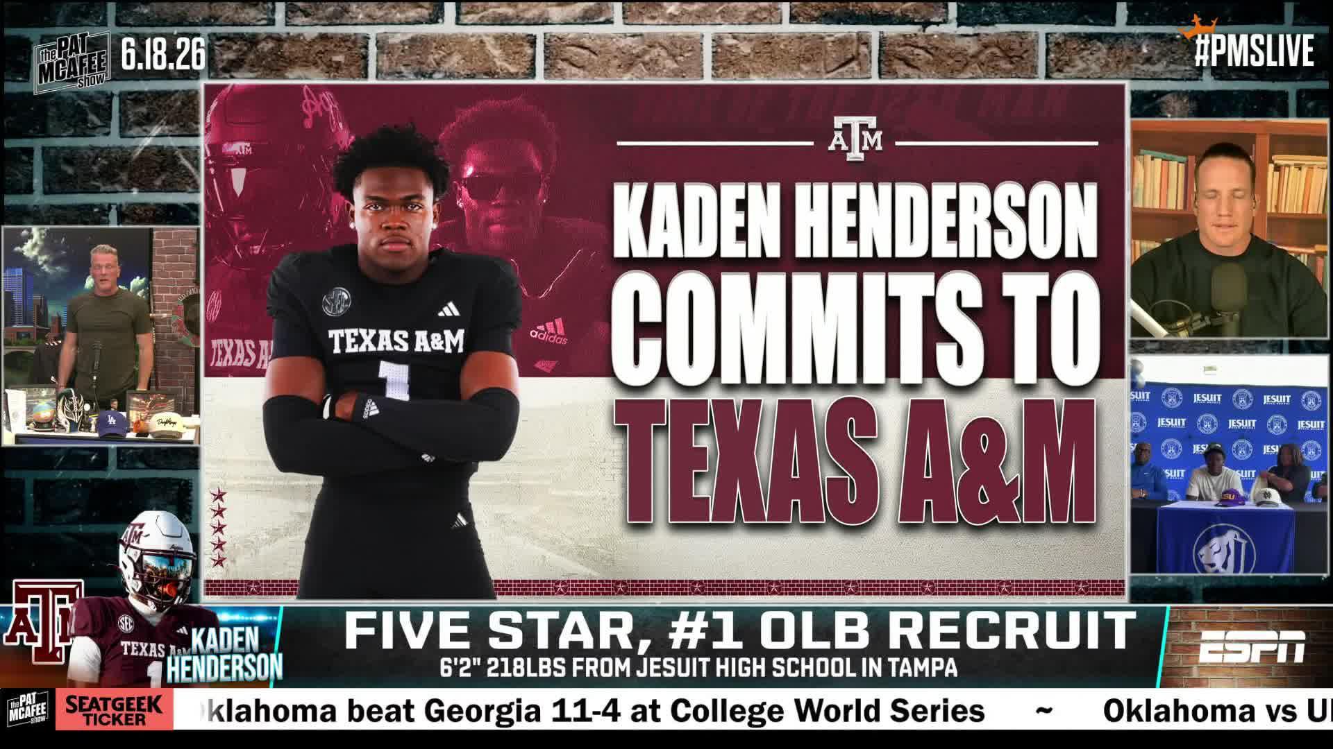 #1 OLB Kaden Henderson commits to Texas A&M on McAfee