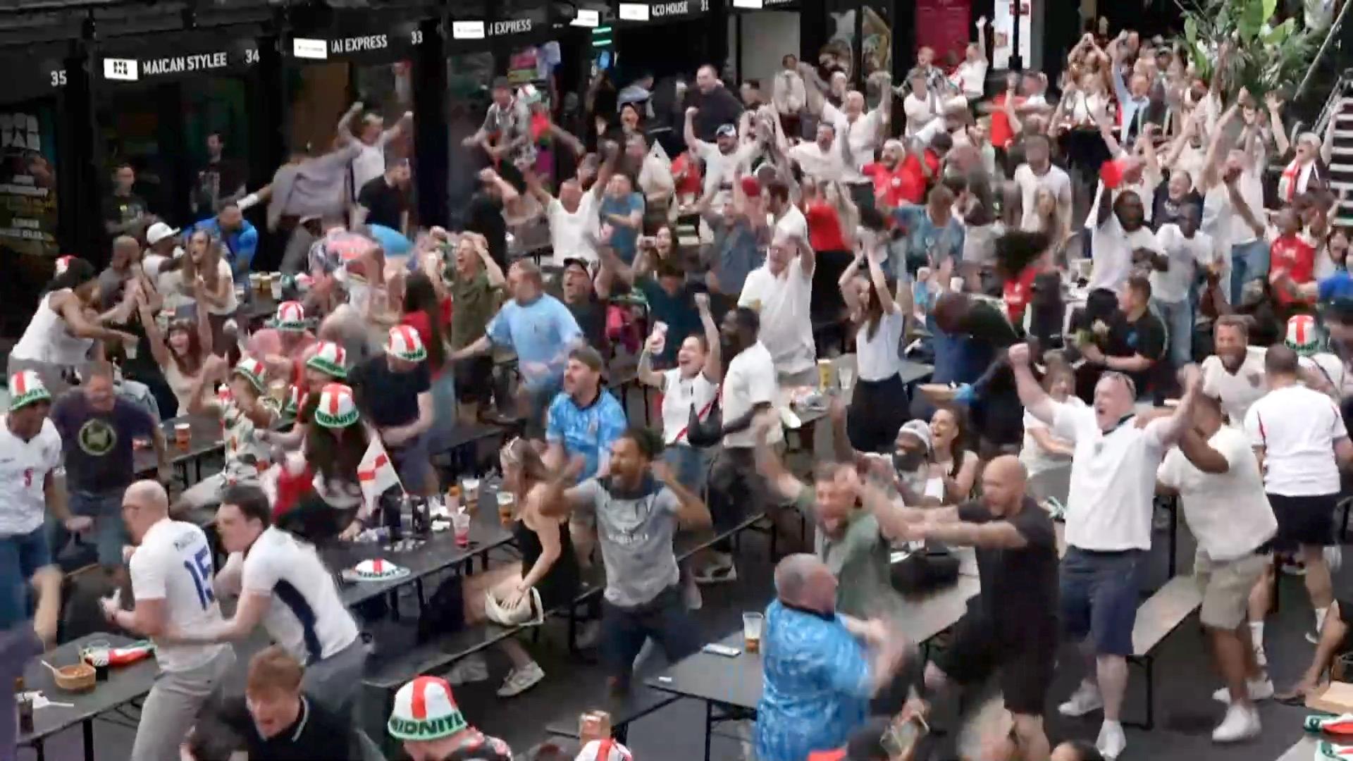 England fans go wild with relief after Kane equalises vs. DR Congo