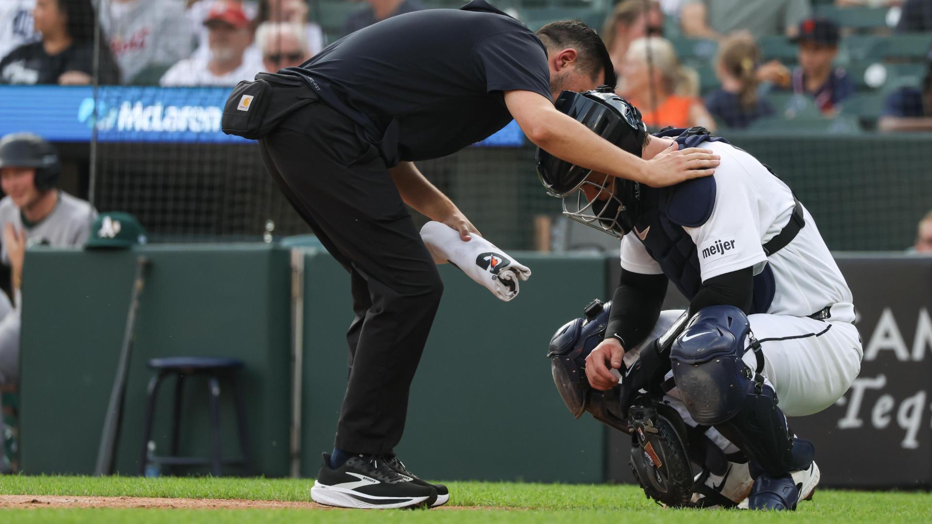 Tigers' All-Star Dillon Dingler exits game with hand injury — Article image accompanying Initial X-rays on hand of Tigers' Dillon Dingler negative on WagerUp Sports News. Tigers' All-Star Dillon Dingler exits game with hand injury — Article image accompanying Initial X-rays on hand of Tigers' Dillon Dingler negative on WagerUp Sports News.