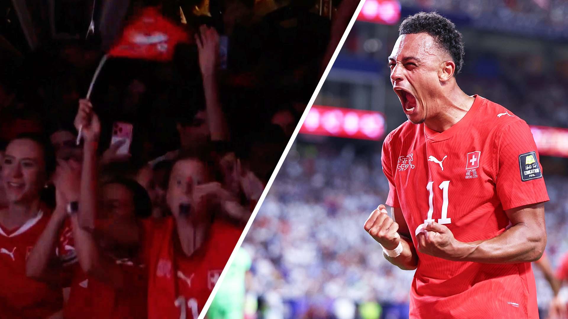 Switzerland fans go crazy as they equalise vs. Argentina
