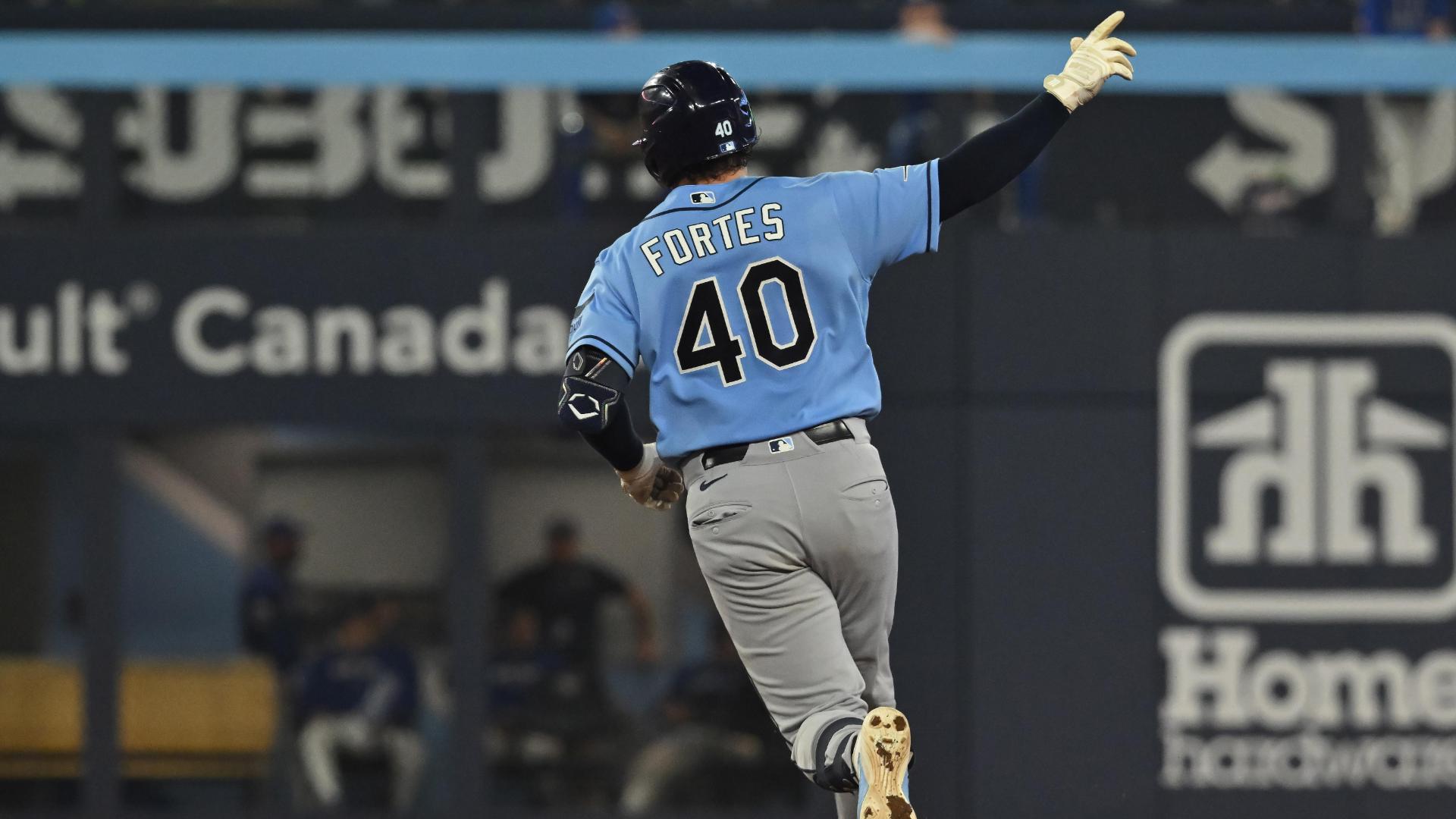 Nick Fortes crushes a home run — Article image accompanying Rays take road skid into matchup with the Blue Jays on WagerUp Sports News. Nick Fortes crushes a home run — Article image accompanying Rays take road skid into matchup with the Blue Jays on WagerUp Sports News.