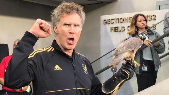 Will Ferrell releases falcon, greets LAFC's starting XI