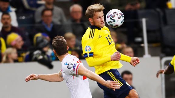 Sebastian Andersson scores a beautiful header for Sweden