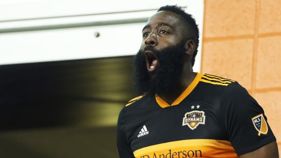 James Harden hyped about his new Houston Dynamo jersey