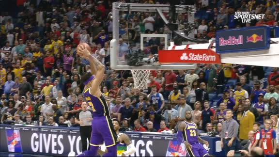 LeBron lobs to McGee off the opening tip