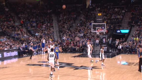 Curry banks in shot from other three-point line
