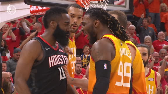 Harden, Crowder get heated after Mitchell 3
