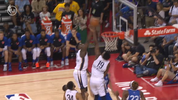 Zion skies high for the block, called for goaltending