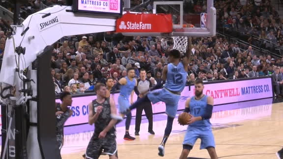 Morant elevates for baseline slam