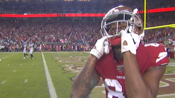 Bourne bursts to end zone on TD from Garoppolo