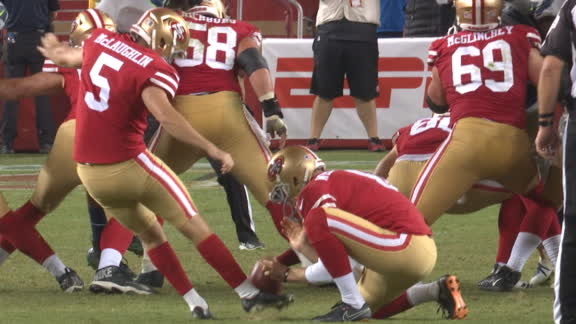 49ers rookie kicker drills FG, sends game to OT