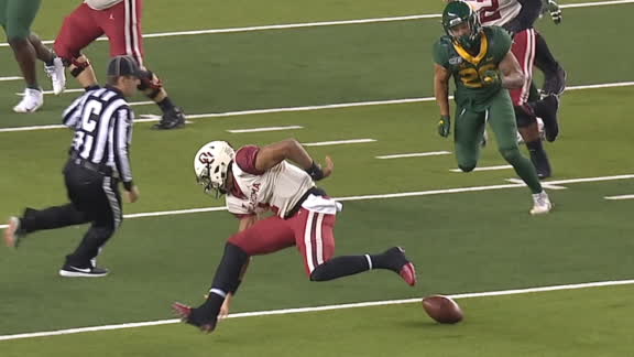 Hurts coughs up fumble in Sooners territory