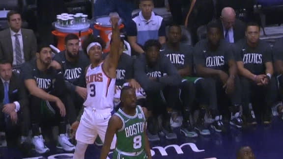Oubre blows kiss to Celtics bench after 3-ball