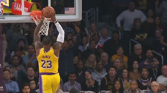 Rondo lofts it up to LeBron for the dunk
