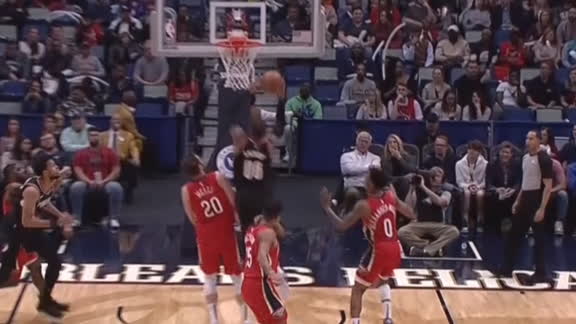 Melo goes up and under for layup