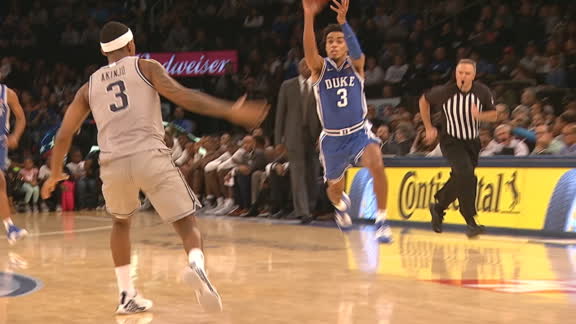 Krzyzewski Gets Milestone Duke Tops Tough Georgetown In Nyc