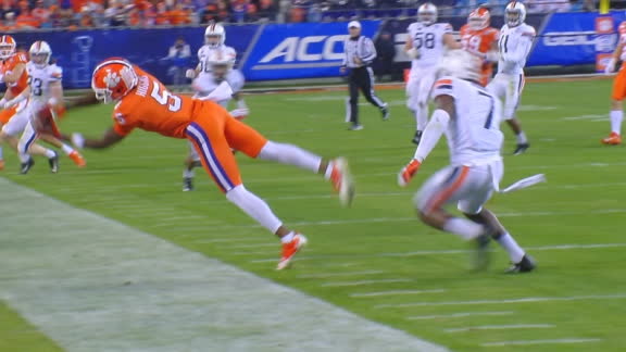 Higgins tight ropes sideline for 24-yard catch