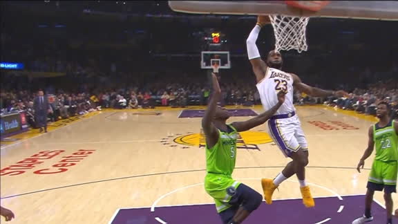 LeBron James elevates for nasty dunk