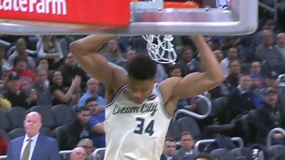 Matthews steals and dishes to Giannis for slam