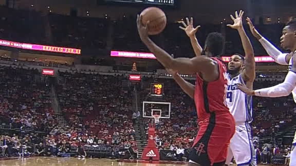 Harden gets over-the-head, no-look pass to Capela